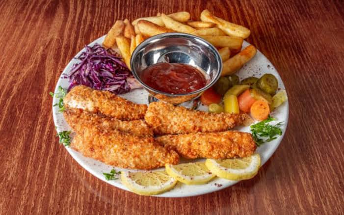 Chicken goujon and chips